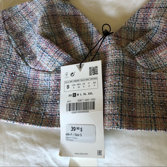 Zara Multicoloured Tweed Corset Crop Top - Picture 3 of 6